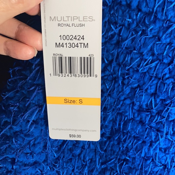 Multiples royal blue sweater top w texture & stretch size S - Picture 9 of 15